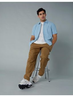 American Eagle - Men Blue Poolside Chambray Button-Up Shirt