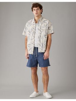 American Eagle - Men Cotton Blend Printed Collar Neck Regular Fit Beige Shirt