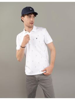 American Eagle - Men White Flex Pique Printed Polo Shirt
