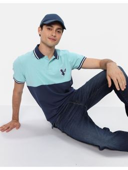 American Eagle - Men Navy Colorblock Pique Polo Shirt
