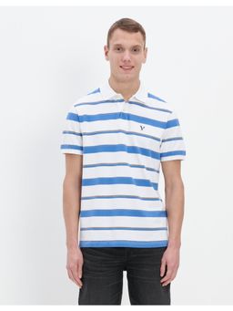 American Eagle - Men Jazz Blue Striped Polo Shirt