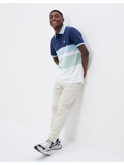 American Eagle - Men Blue Striped Polo Shirt