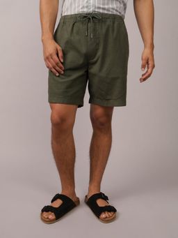 American Eagle - Men's Green Flex 8 Lived-In Linen-Blend Trekker Shorts