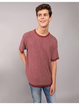 American Eagle - Men Red Stripes T-Shirt