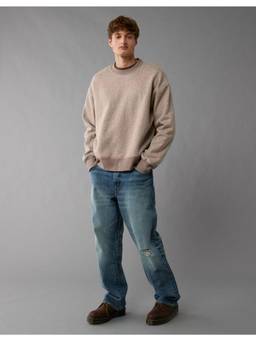 American Eagle - Men Neutral Heavyweight Fleece Sweatshirt