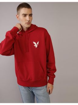 American Eagle - Men Red Logo Graphic Hoodie