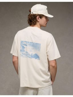 American Eagle - Men Cream Printed T-Shirt