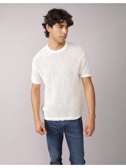 American Eagle - Men White Solid T-Shirt