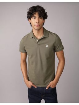 American Eagle - Men Olive Solid Polo T-Shirt