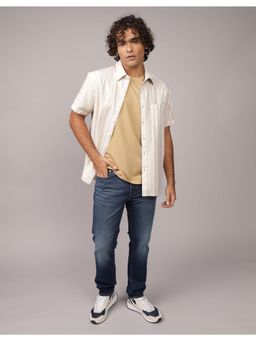 American Eagle - Men Bone Beige Poolside Button-Up Shirt