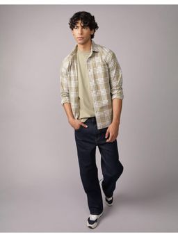 American Eagle - Men Olive Everyday Relaxed Fit Poplin Button-Up Shirt