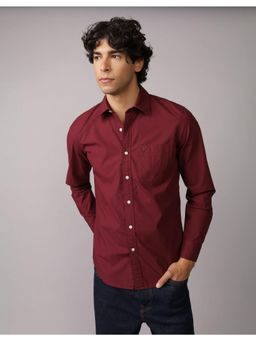 American Eagle - Men Maroon Velvet Everyday Relaxed Fit Poplin Button-Up Shirt