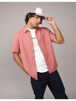 American Eagle - Men Pink Rose Poolside Button-Up Shirt
