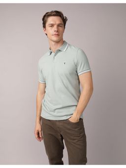 American Eagle - Men Green Slim Fit Tipped Flex Pique Polo Shirt