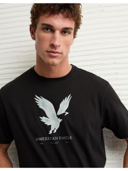 American Eagle - Men Bold Black Icon Logo Graphic T-Shirt