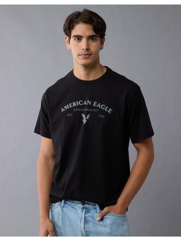American Eagle - Men Black Slash Icon Logo Graphic T-Shirt