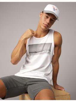 American Eagle - Mens White Photo Graphic Tank Vest