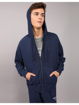 American Eagle - Navy Blue Fleece Zipper Hoodie