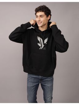 American Eagle - Men Black Logo Printed Hoodie