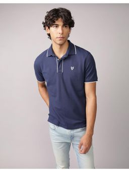 American Eagle - Men Navy Blue Lived-In Stretch Pique Polo Shirt