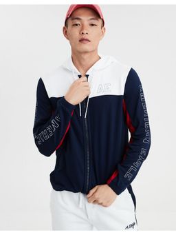 American Eagle - Men Colour Block Zip-Up Hooded