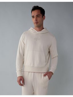 American Eagle - Men Cream Solid Hoodie