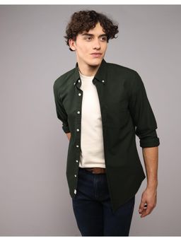 American Eagle - Men Deep Forest Green Everyday Slim Oxford Casual Shirt