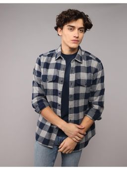 American Eagle - Men Blue Lightweight Flannel Casual Shirt