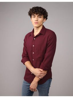 American Eagle - Men Deep Burgundy Slim Fit Everyday Shirt
