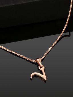 Estele - Valentine Gift - Rose Gold Plated Initial V Letter Pendant for Women