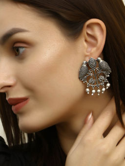 Adwitiya - Women Parrot Design Silver Plated German Earrings