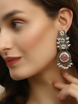 Adwitiya - Women Crafting Temple Model Pearls Dangler Earrings