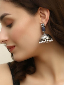 Adwitiya - Women Oxidised Silver Plated Jhumkis