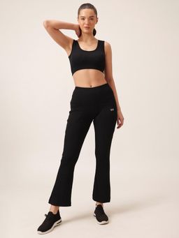 Clovia - High-Waist Ribbed Yoga Pants and Medium Impact Sports Bra with Removable Cups