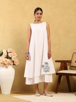 Garden VARELI - White Floral Sleeveless Dress