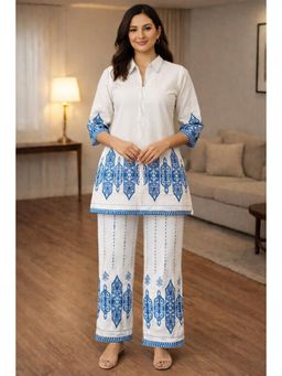 Autumnlane - White Printed Three Fourth Sleeves Co-ord Set