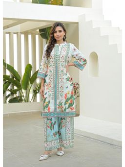 Autumnlane - Aqua Floral Three Fourth Sleeves Co-Ord Set