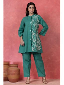 Autumnlane - Green Embroidered Three Fourth Sleeves Co-ord Set