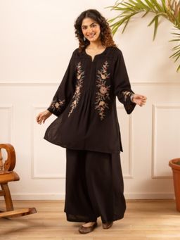Autumnlane - Black Embroidered Full Sleeves Co-ord Set