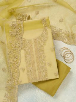 Koskii - Green Embroidered Unstitched Top and Unstitched Bottom with Dupatta