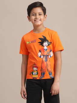 Kidsville - Dragon Ball Z Printed Orange Boys T-Shirt
