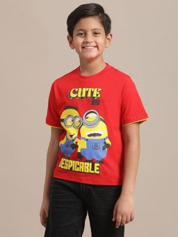 Kidsville - Minions Printed Red Boys T-Shirt