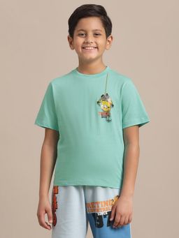 Kidsville - Minions Printed Green Boys T-Shirt