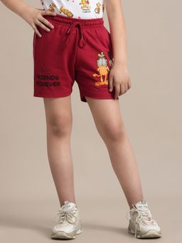 Kidsville - Garfield Printed Red Girls Shorts