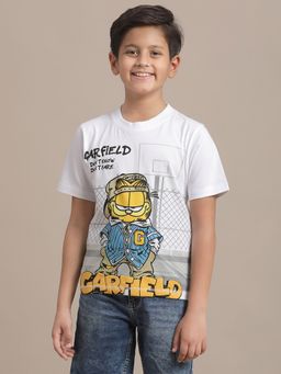 Kidsville - Garfield Printed White Boys T-Shirt