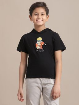 Kidsville - Naruto Printed Black Boys T-Shirt