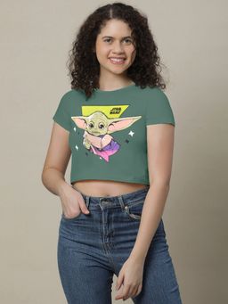 Kidsville - The Mandalorian Printed Loose Fit Green Girls T-Shirt