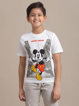 Kidsville - Mickey & Friends Printed White Boys T-Shirt