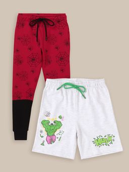Kidsville - Avengers Printed Red White Boys Shorts Joggers (Set of 2)