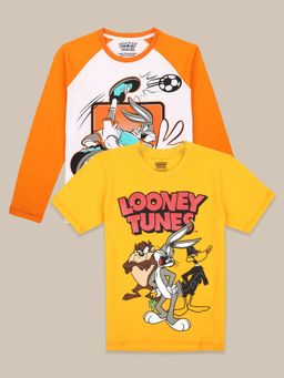 Kidsville - Looney Tunes Printed Multicolor Boys T-Shirts (Pack of 2)